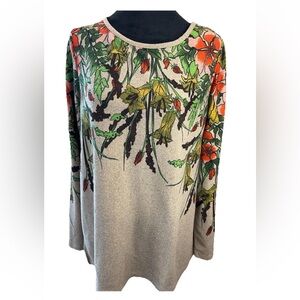 Simonton says by George Simonton ladies floral tunic top size large poly stretch